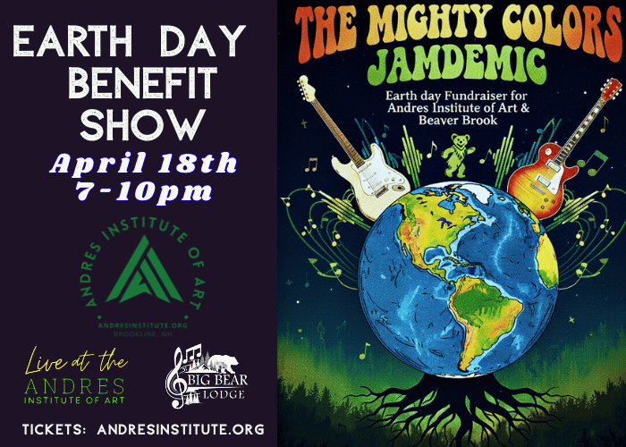 Jamdemic and the Mighty Colors Earth Day Benefit show at Big Bear Lodge, Andres Institute of Art. April 18th 7-10PM