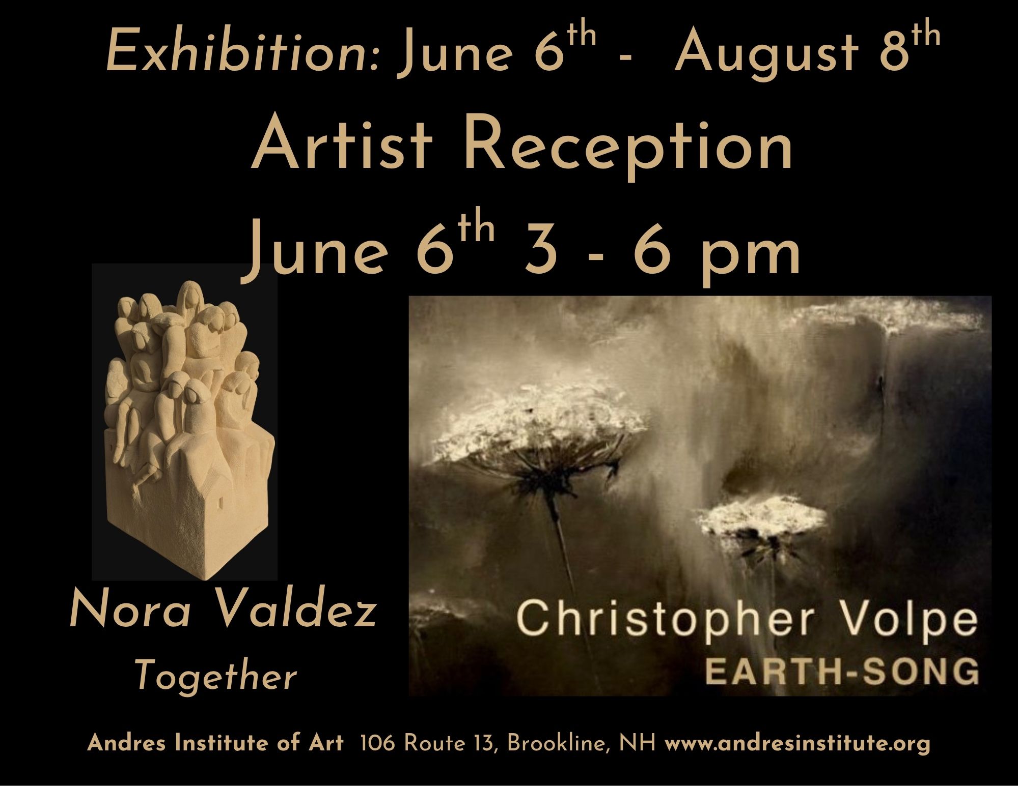Artist Reception notice for June 6 2026 3pm to 6pm Free Event