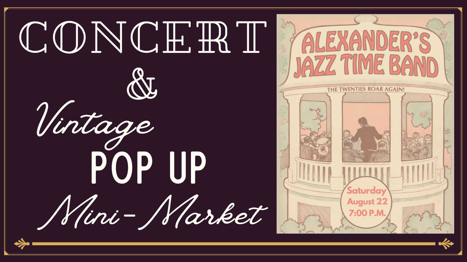 Alexanders Jazz Time Band and Vintage Market August 22
